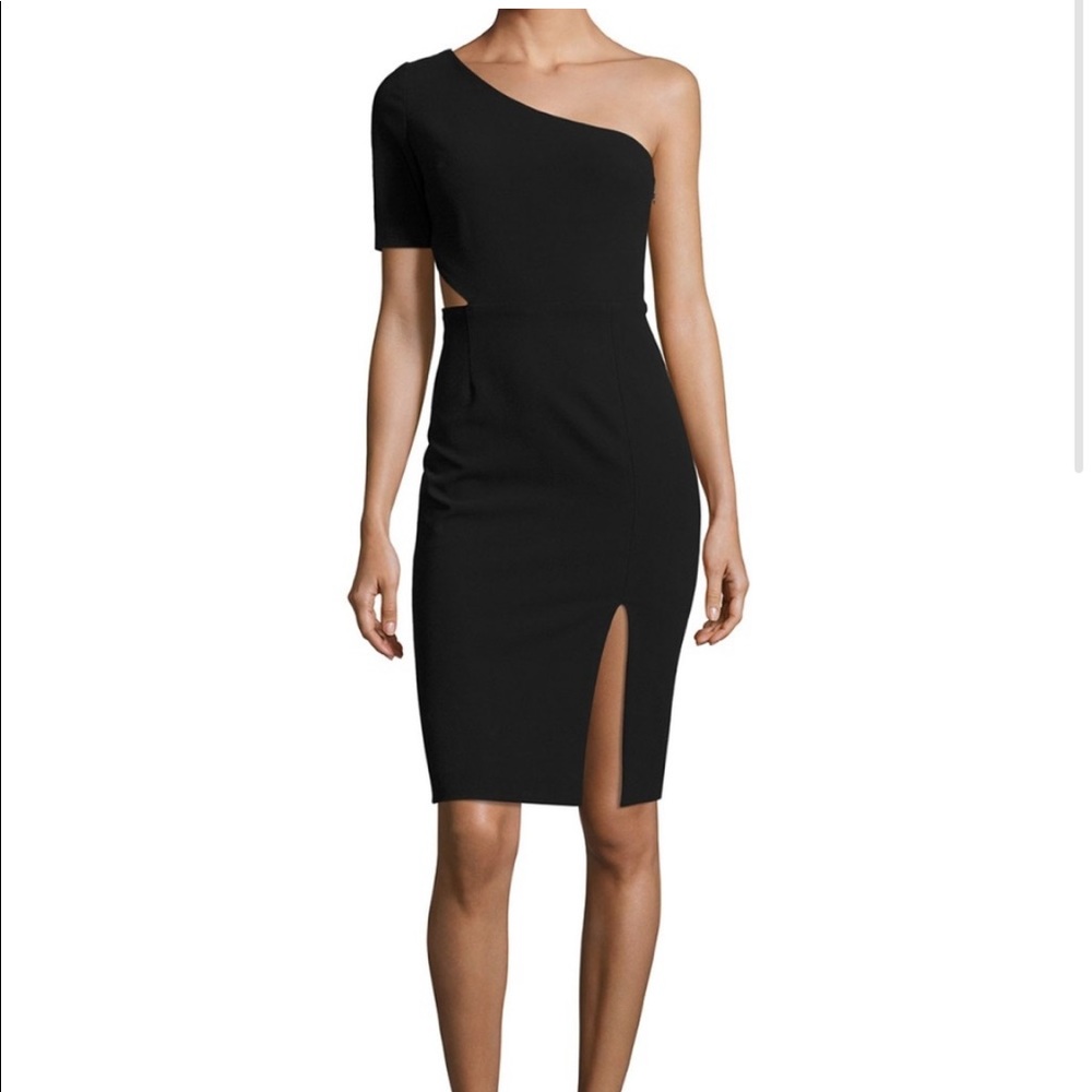 JILL STUART Black One Shoulder, Bodycon 
Cutout MIDI Dress 6. Classic sexy. LBD